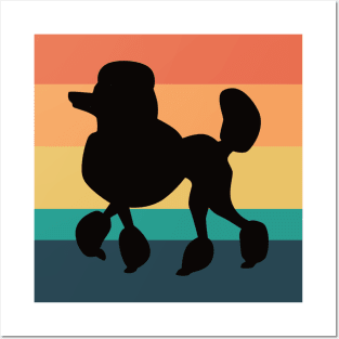 Poodle Dog Silhouette Vintage Sunset Posters and Art